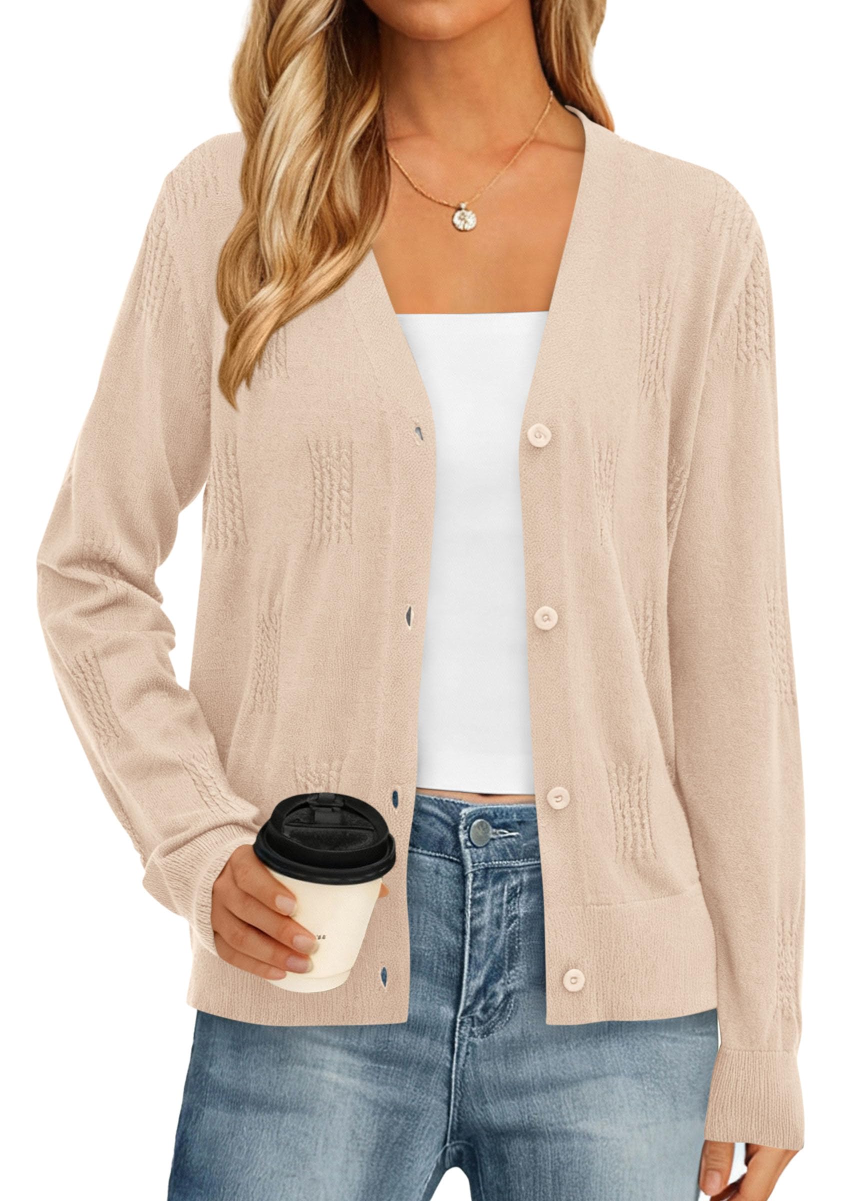 PRETTYGARDEN Women's Soft Winter Cardigan Sweaters Lightweight Knit Button Up Shrug Fall Sweater Tops PRETTYGARDEN