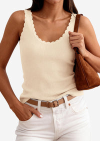 PRETTYGARDEN Womens Summer Sleeveless Tank Tops V Neck Ruffle Lightweight Ribbed Knit Shirt Casual Going Out Top PRETTYGARDEN