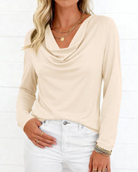 PRETTYGARDEN Womens Spring Tops Dressy Cowl Neck Long Sleeve Shirts Loose Business Casual Blouses Teacher Tunic Top PRETTYGARDEN