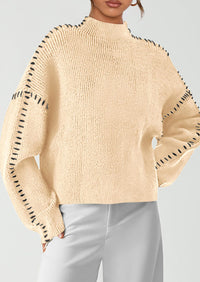 PRETTYGARDEN Women's Chunky Knit Sweaters Fall Long Sleeve Mock Neck Oversized Pullover Tops Winter Fashion Clothes