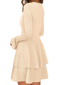 PRETTYGARDEN Womens Spring Fashion Long Bell Sleeve Mini Sweater Dress Casual Crewneck A Line Knit Short Cocktail Dresses - PRETTYGARDEN