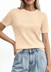 PRETTYGARDEN Women's Short Sleeve Sweaters Spring Crew Neck Knit Work Shirts Business Casual Tops Summer Fashion Clothes PRETTYGARDEN