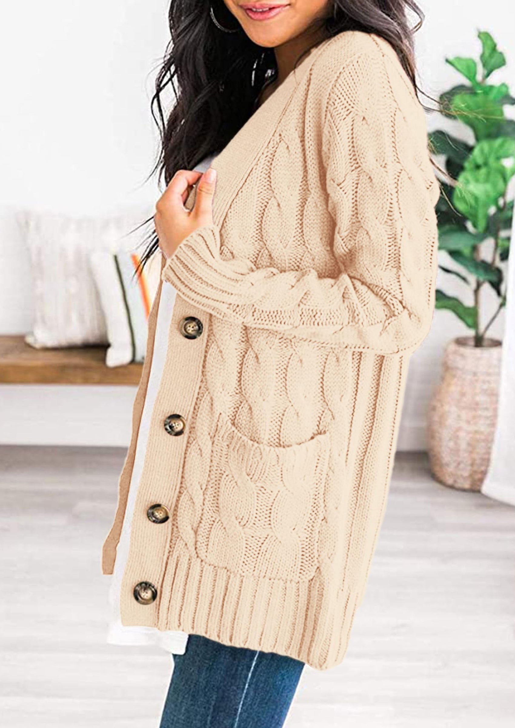 PRETTYGARDEN Women's Open Front Cardigan Sweaters Fall Fashion Button Down Cable Knit Chunky Winter Outerwear Coats