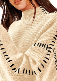 PRETTYGARDEN Women's Chunky Knit Sweaters Fall Long Sleeve Mock Neck Oversized Pullover Tops Winter Fashion Clothes