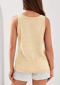 PRETTYGARDEN Women Summer Tank Tops Basic Sleeveless V Neck Light Sweater Vest Knit Crop Top Beach Vacation Clothes PRETTYGARDEN