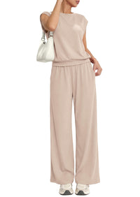 PRETTYGARDEN Women's Summer 2 Piece Lounge Sets Cap Sleeve Tops Wide Leg Pants Workout Sets Loose Casual Tracksuit PRETTYGARDEN