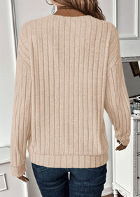 PRETTYGARDEN Fall Fashion Long Sleeve Shirts for Women Ribbed Knit V Neck Dressy Casual Lightweight Sweaters Tunic Tops