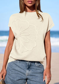 PRETTYGARDEN Women's Spring Sweater Vest Trendy Flower Knit Short Sleeve Cute Pullover Tank Tops Summer Fashion Clothing PRETTYGARDEN