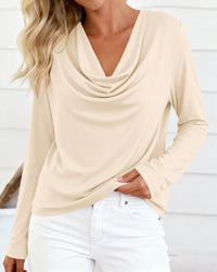 PRETTYGARDEN Womens Spring Tops Dressy Cowl Neck Long Sleeve Shirts Loose Business Casual Blouses Teacher Tunic Top PRETTYGARDEN