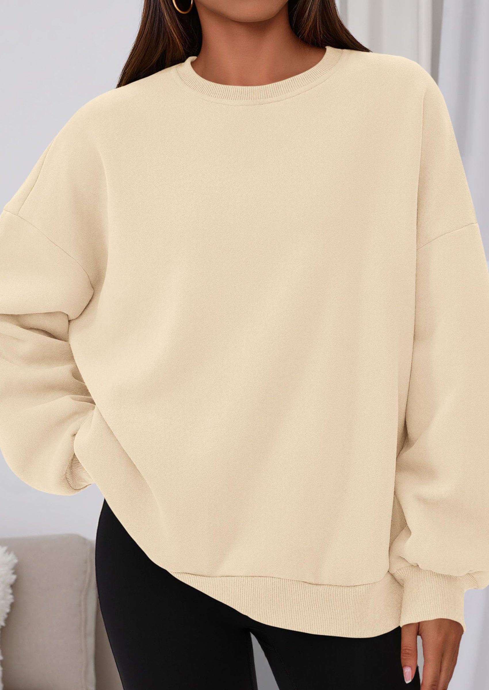 PRETTYGARDEN Sweatshirts for Women Oversized Crewneck Fleece Pullover Long Sleeve Tops Comfy Fall Winter Fashion Outfits