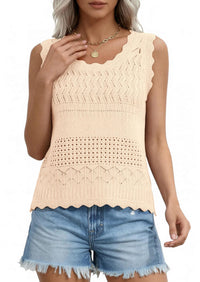 PRETTYGARDEN Womens Crochet Tank Tops Summer Spring Boho Sleeveless Cute Knit Sweater Vest Trendy Beach Vacation Clothes PRETTYGARDEN