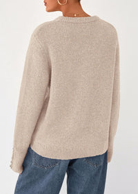 PRETTYGARDEN Womens Sweaters Fall Fashion Casual Crewneck Pullover Button Long Sleeve Cute Knit Tops Winter Clothes