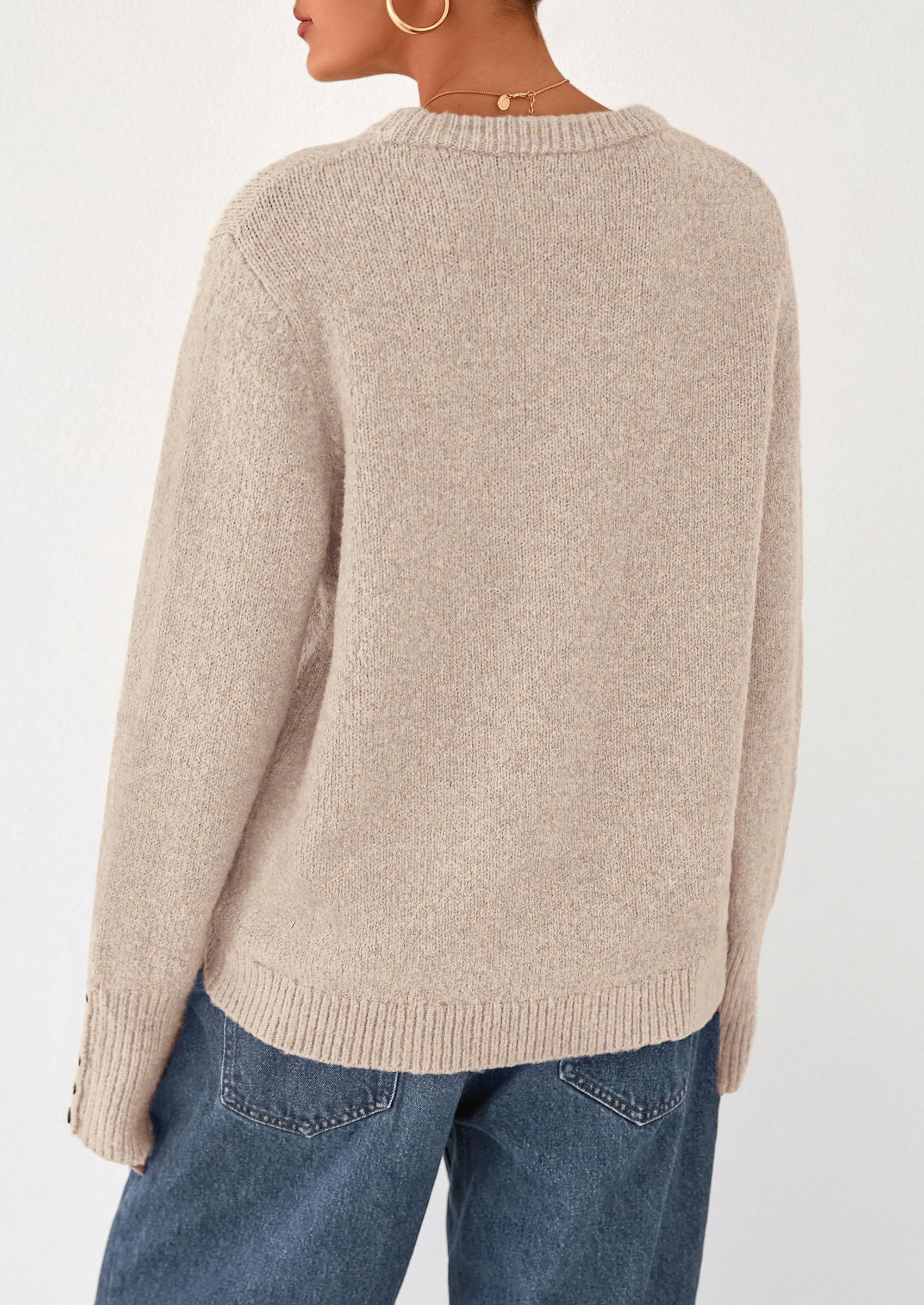 PRETTYGARDEN Womens Sweaters Fall Fashion Casual Crewneck Pullover Button Long Sleeve Cute Knit Tops Winter Clothes