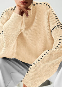 PRETTYGARDEN Women's Chunky Knit Sweaters Fall Long Sleeve Mock Neck Oversized Pullover Tops Winter Fashion Clothes