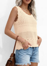 PRETTYGARDEN Womens Crochet Tank Tops Summer Spring Boho Sleeveless Cute Knit Sweater Vest Trendy Beach Vacation Clothes PRETTYGARDEN