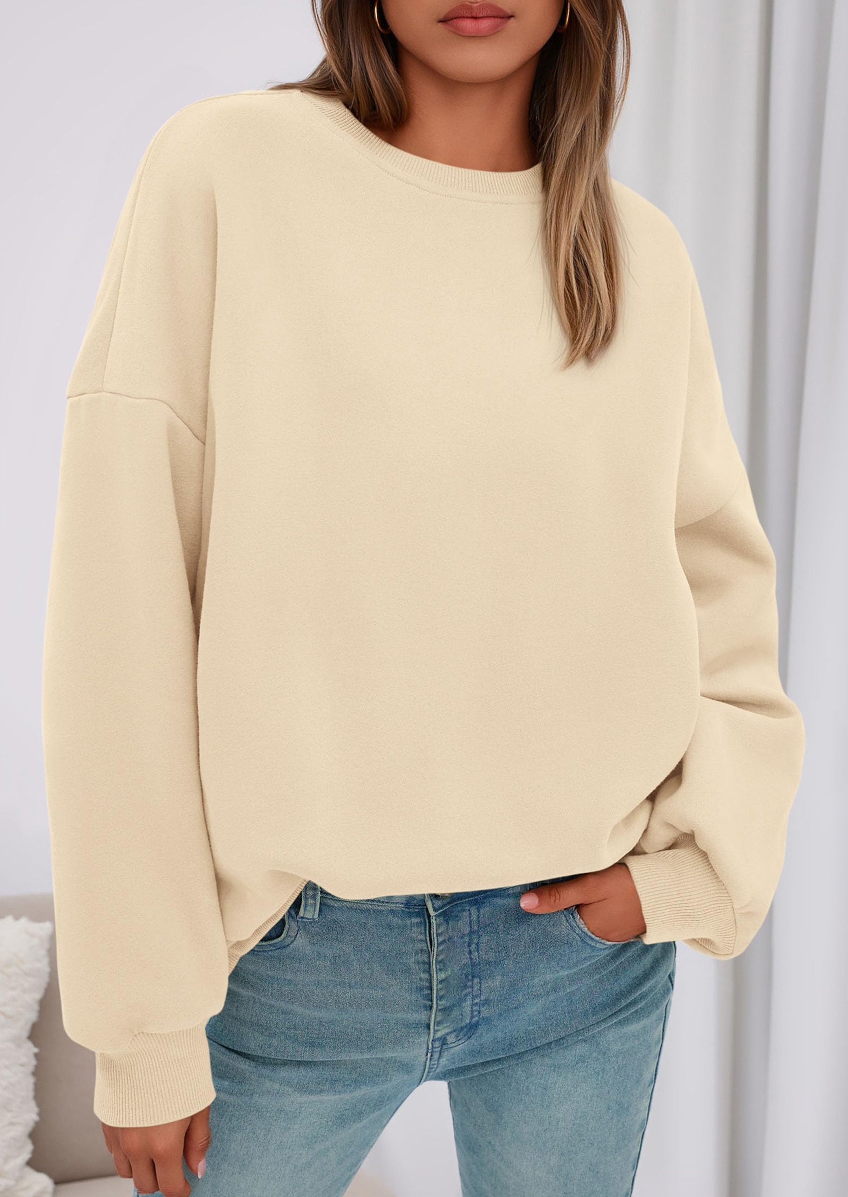 PRETTYGARDEN Sweatshirts for Women Oversized Crewneck Fleece Pullover Long Sleeve Tops Comfy Fall Winter Fashion Outfits