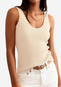 PRETTYGARDEN Womens Summer Sleeveless Tank Tops V Neck Ruffle Lightweight Ribbed Knit Shirt Casual Going Out Top PRETTYGARDEN