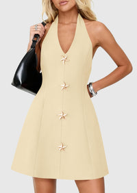 PRETTYGARDEN Cocktail Dresses for Women Short Summer Elegant Halter V Neck Sleeveless A Line Spring Mini Party Dress PRETTYGARDEN