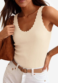 PRETTYGARDEN Womens Summer Sleeveless Tank Tops V Neck Ruffle Lightweight Ribbed Knit Shirt Casual Going Out Top PRETTYGARDEN