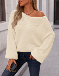 Fall Sweaters Chunky Loose Long Sleeve V Neck Oversized Dressy Casual Knit Pullover Tops