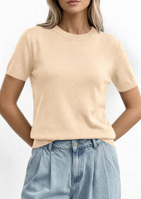 PRETTYGARDEN Women's Short Sleeve Sweaters Spring Crew Neck Knit Work Shirts Business Casual Tops Summer Fashion Clothes PRETTYGARDEN