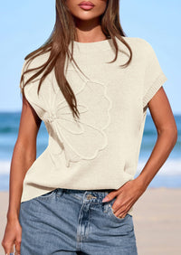 PRETTYGARDEN Women's Spring Sweater Vest Trendy Flower Knit Short Sleeve Cute Pullover Tank Tops Summer Fashion Clothing PRETTYGARDEN