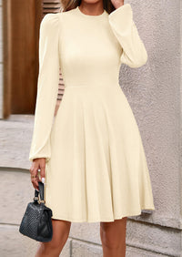 PRETTYGARDEN Womens Long Sleeve Mini Dress Fall Crewneck Ribbed Knit Soft A Line Flowy Casual Short Dresses with Pockets