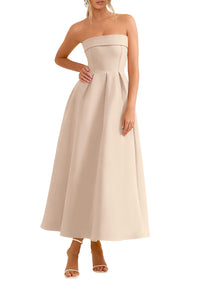 PRETTYGARDEN Cocktail Dresses for Women Summer Formal Elegant Tube Top Strapless Spring Wedding Guest Party Midi Dress PRETTYGARDEN