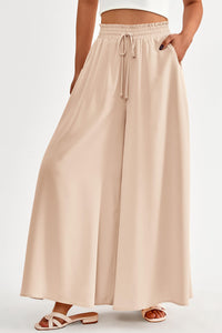 Wide Leg High Waisted Flowy Pockets Palazzo Pants