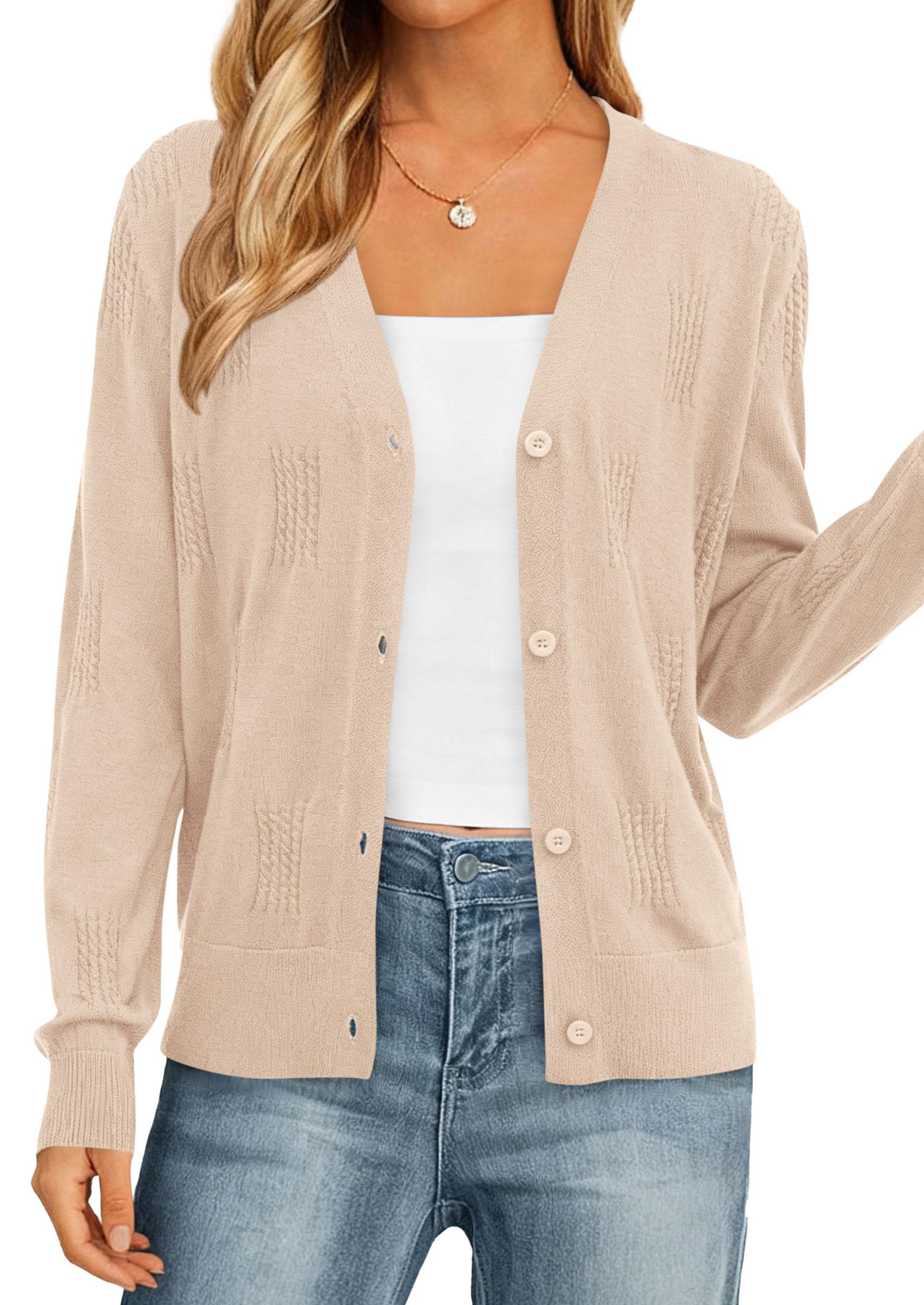 PRETTYGARDEN Women's Soft Winter Cardigan Sweaters Lightweight Knit Button Up Shrug Fall Sweater Tops PRETTYGARDEN