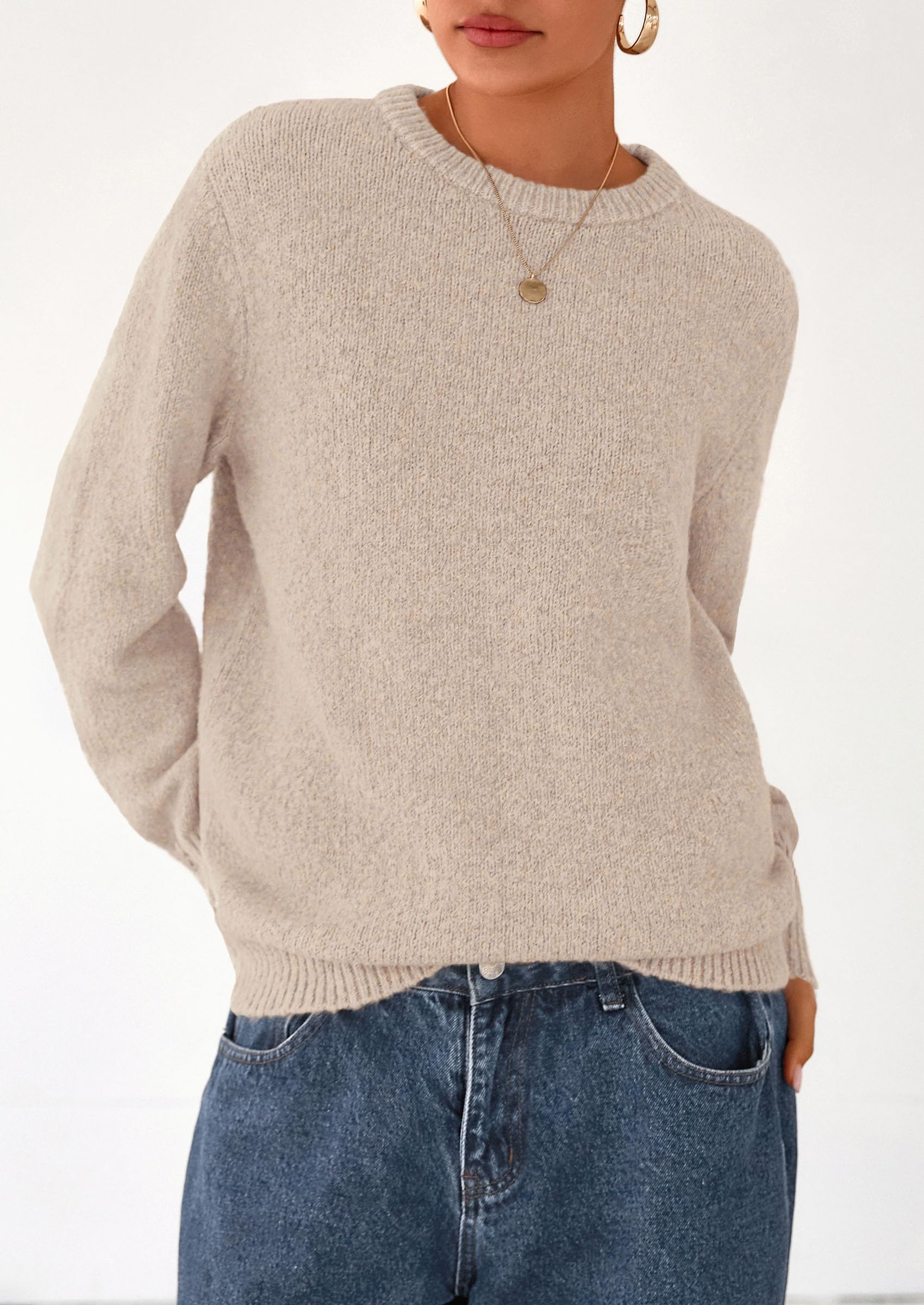 PRETTYGARDEN Womens Sweaters Fall Fashion Casual Crewneck Pullover Button Long Sleeve Cute Knit Tops Winter Clothes