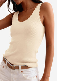 PRETTYGARDEN Womens Summer Sleeveless Tank Tops V Neck Ruffle Lightweight Ribbed Knit Shirt Casual Going Out Top PRETTYGARDEN