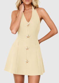 PRETTYGARDEN Cocktail Dresses for Women Short Summer Elegant Halter V Neck Sleeveless A Line Spring Mini Party Dress PRETTYGARDEN