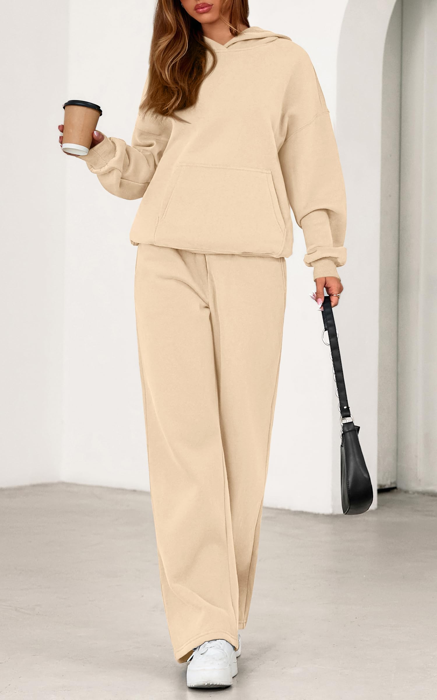 PRETTYGARDEN Women's 2 Piece Outfits Fall Sweatsuits Oversized Hoodies Wide Leg Sweatpants Tracksuits Lounge Matching Sets PRETTYGARDEN