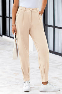 Summer High Waisted Ankle Length Trouser Slacks With Pockets