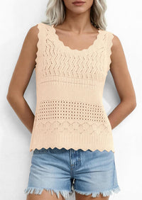 PRETTYGARDEN Womens Crochet Tank Tops Summer Spring Boho Sleeveless Cute Knit Sweater Vest Trendy Beach Vacation Clothes PRETTYGARDEN