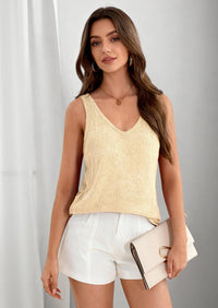 PRETTYGARDEN Women Summer Tank Tops Basic Sleeveless V Neck Light Sweater Vest Knit Crop Top Beach Vacation Clothes PRETTYGARDEN