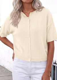 PRETTYGARDEN Women Spring Short Sleeve Cardigan Sweaters Button Down Knit Shirt Blouse Dressy Casual Tops Summer Outfits PRETTYGARDEN