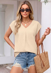 PRETTYGARDEN Women's Summer Blouses Casual Dressy Swiss Dot Cap Sleeve V Neck Tops 2026 Trendy Work Business Spring Shirts