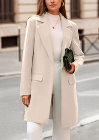 PRETTYGARDEN Women's Spring Fall Long Blazer Jackets Long Sleeve Lapel Pockets Loose Fit Work Casual Blazers Outerwear