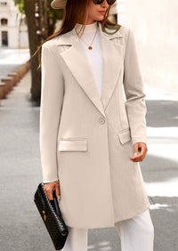 PRETTYGARDEN Women's Spring Fall Long Blazer Jackets Long Sleeve Lapel Pockets Loose Fit Work Casual Blazers Outerwear