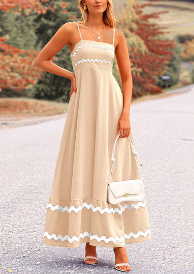 PRETTYGARDEN Women's Summer Flowy Maxi Dress Casual Sleeveless Spaghetti Strap Ruffle Beach Long Dresses