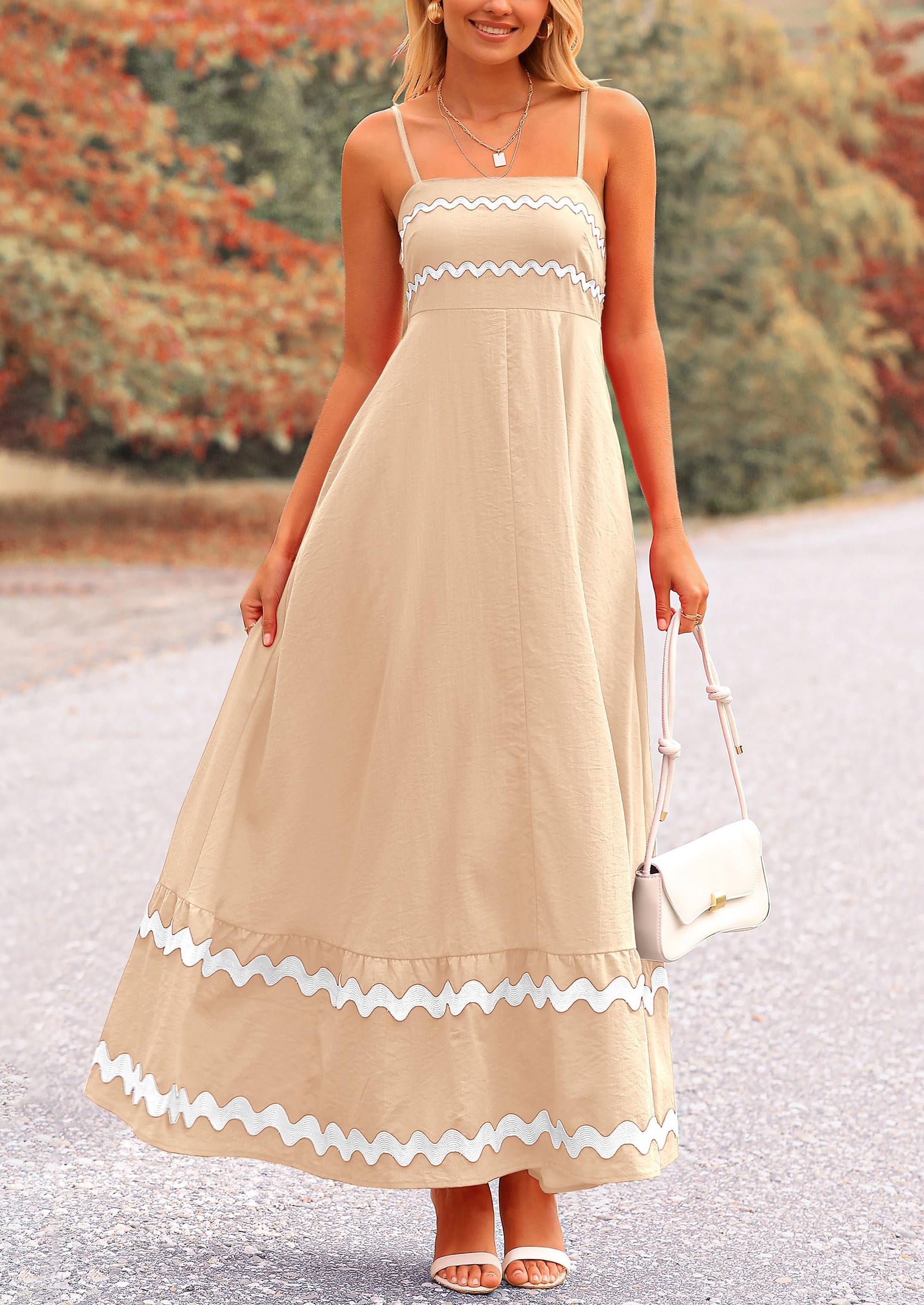 PRETTYGARDEN Women's Summer Flowy Maxi Dress Casual Sleeveless Spaghetti Strap Ruffle Beach Long Dresses