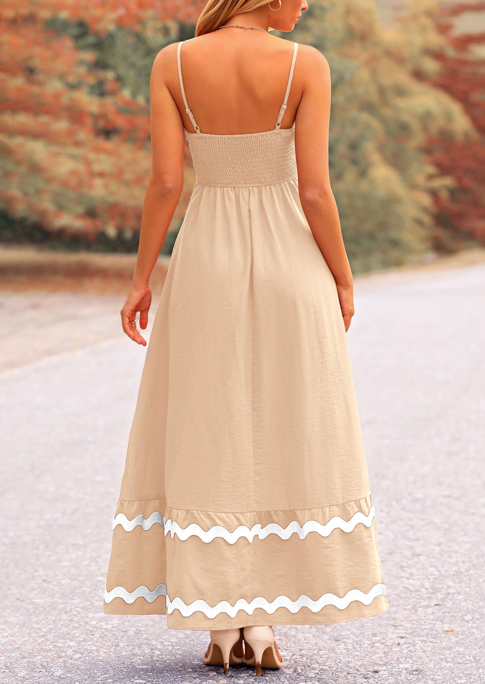 PRETTYGARDEN Women's Summer Flowy Maxi Dress Casual Sleeveless Spaghetti Strap Ruffle Beach Long Dresses