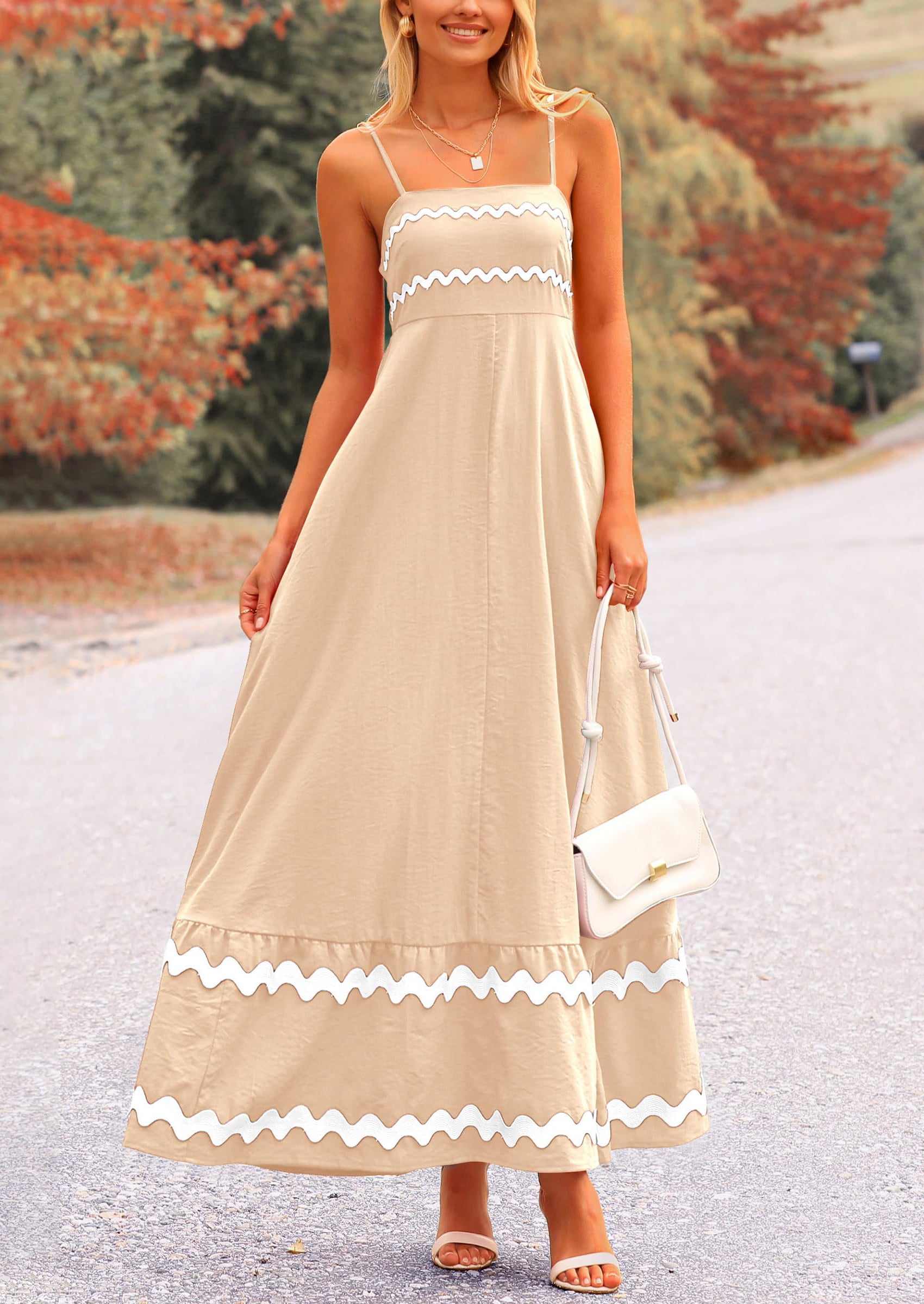 PRETTYGARDEN Women's Summer Flowy Maxi Dress Casual Sleeveless Spaghetti Strap Ruffle Beach Long Dresses