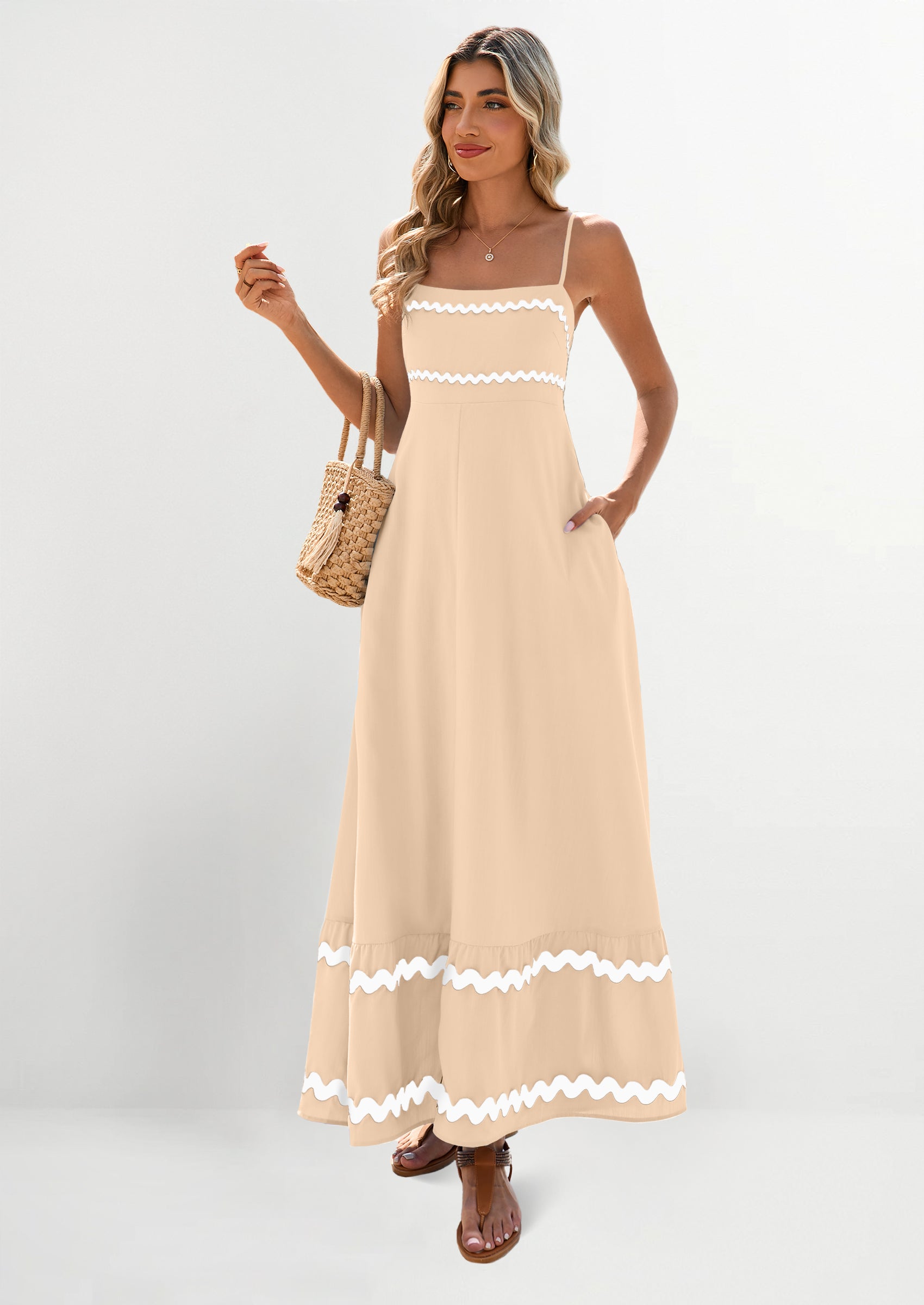 beige dresses casual Cotton Linen Long Sleeve Maxi for Women Button Front V Neck Pleated Dress Swing Flowy Elegant Dresses at Amazon Women's Clothing store and expert styling tips from those in the know Exude Beige Casual Dress