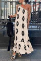 One Shoulder Spaghetti Strap Printed A Line Flowy Boho Maxi Long Sundress