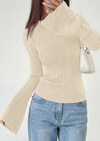 PRETTYGARDEN Sweaters for Women Lightweight Mock Neck Bell Long Sleeve Fitted Tops Ribbed Pullover Fall Fashion Clothing