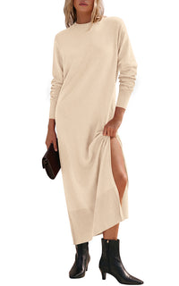 PRETTYGARDEN Womens Long Sleeve Soft Loose Fitting Fall Sweater Dress 2026 Side Slit, Lightweight, Knit Maxi Dresses, Vacation Long Dress, Elegant Business Casual Work, Teacher Outfits