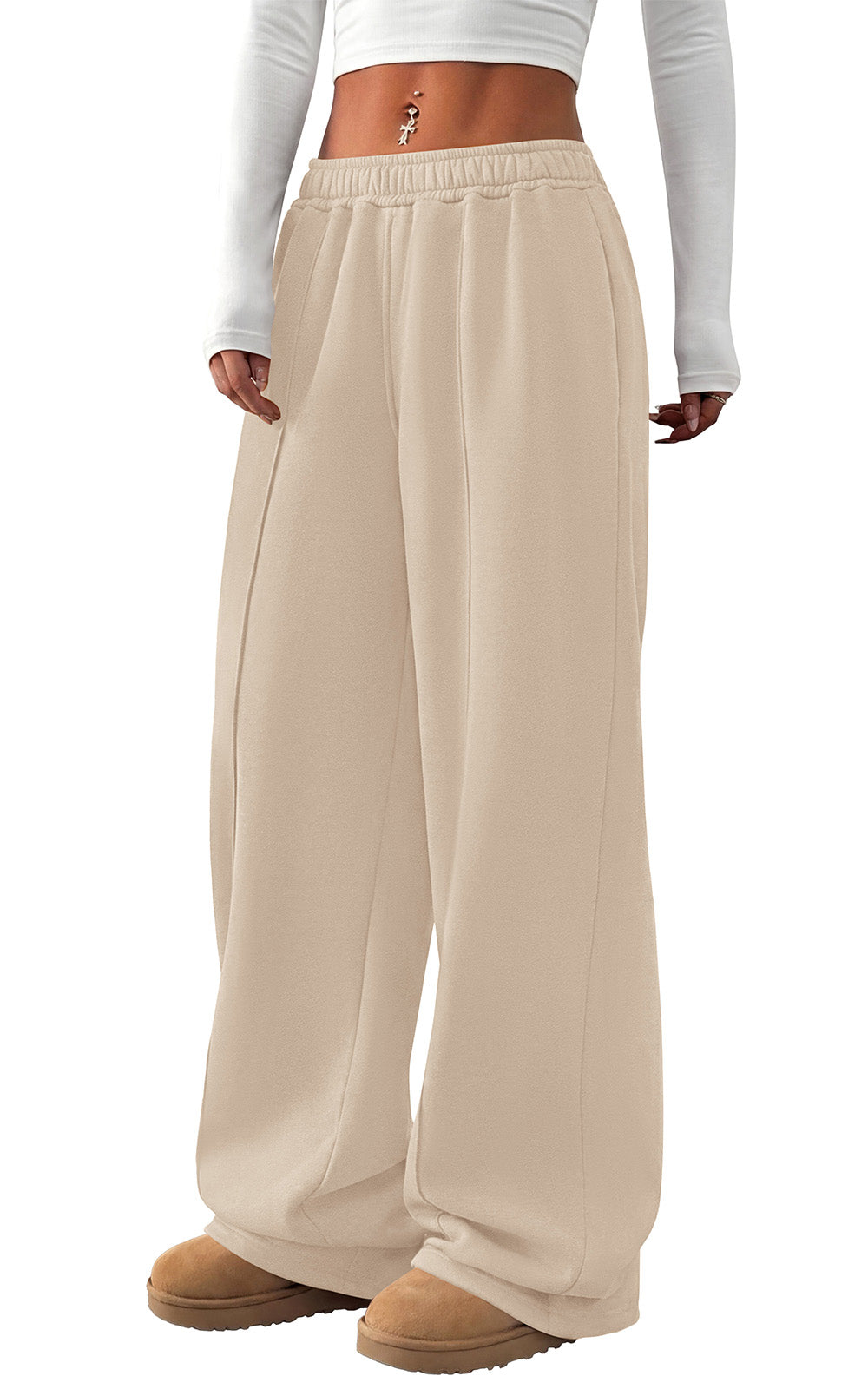 PRETTYGARDEN Fall Womens Sweatpants Baggy Wide Leg Pants with Pockets | Elastic Waist Loose Trousers Pants for Women, Pleated Front Soft Cotton Sweatpants Women, Fashion Outfits,Jogger Sweatpant